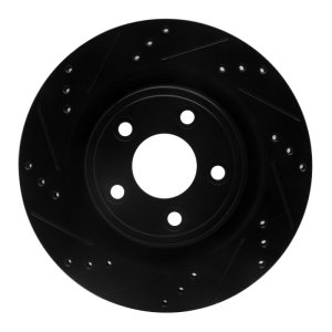 Jaguar S-Type Brake Rotor (1) - Rear Left - R1 Concepts - Drilled & Slotted - Black - `06-`08